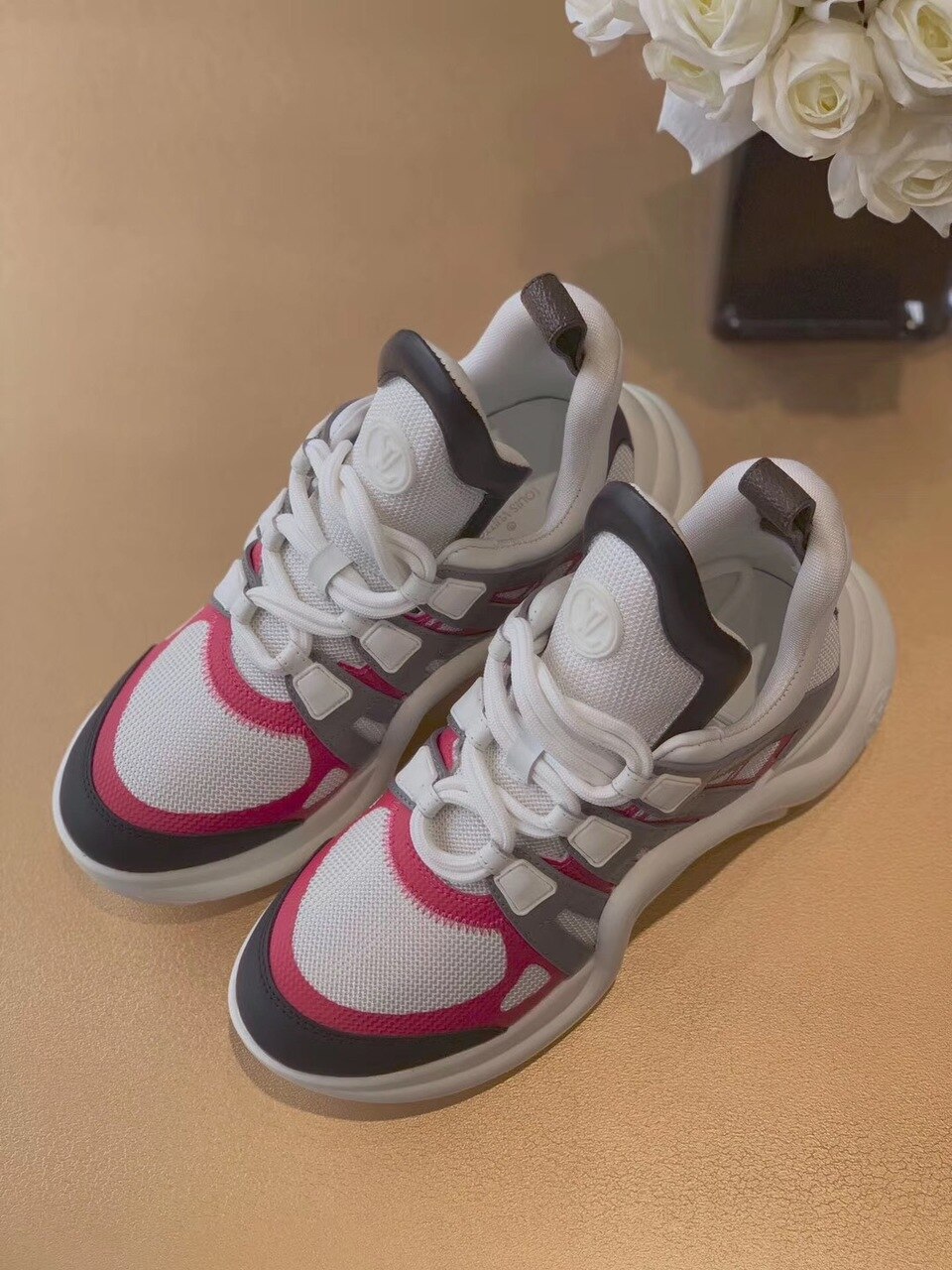 Louis Vuitton Archlight Sneakers Calfskin Leather Fall/Winter Collection White/Pink/Black - Soul Replicas