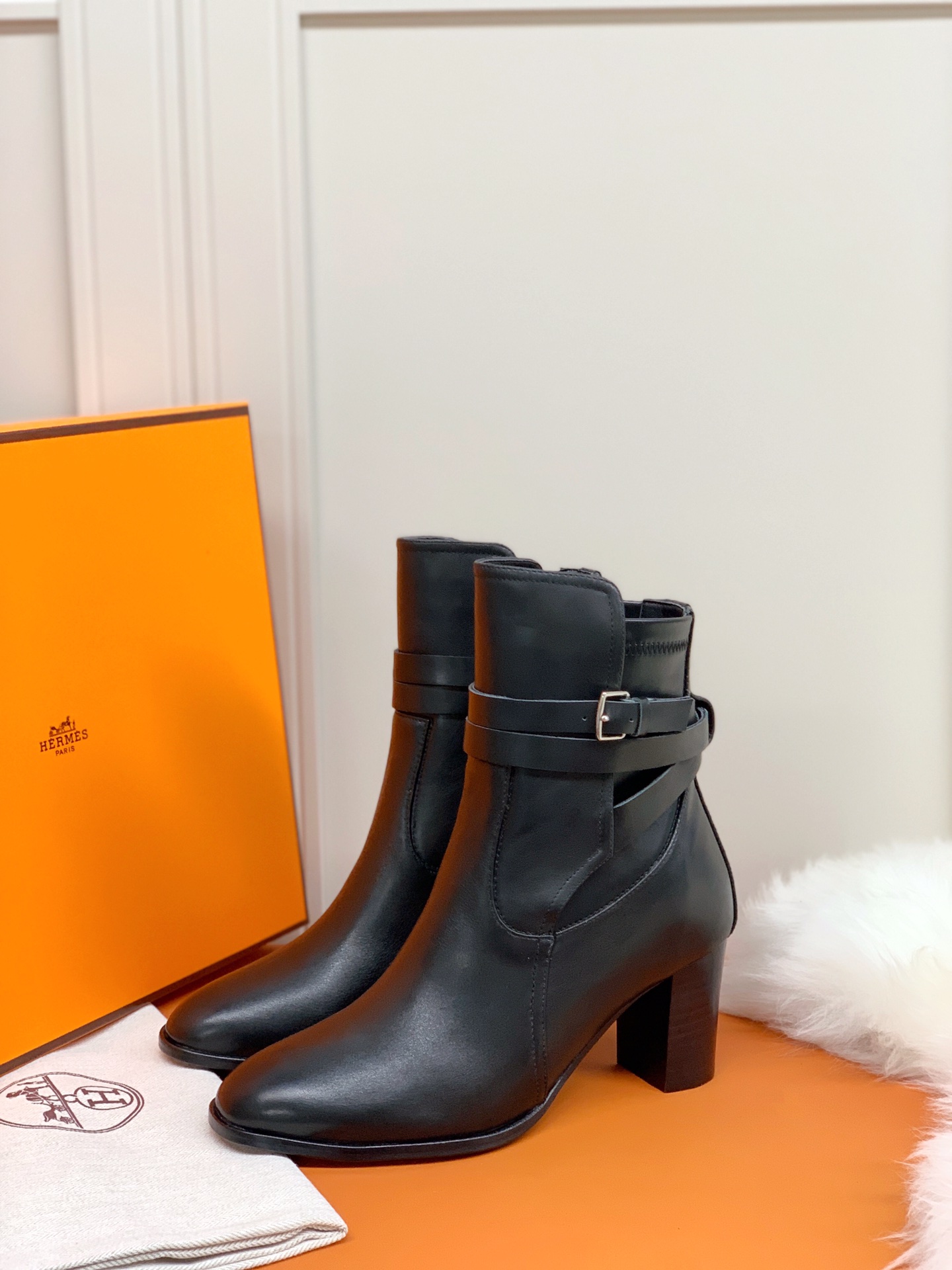 Hermes Frenchie 70 Ankle Boot Black For Women 2.8in/7cm - Soul Replicas