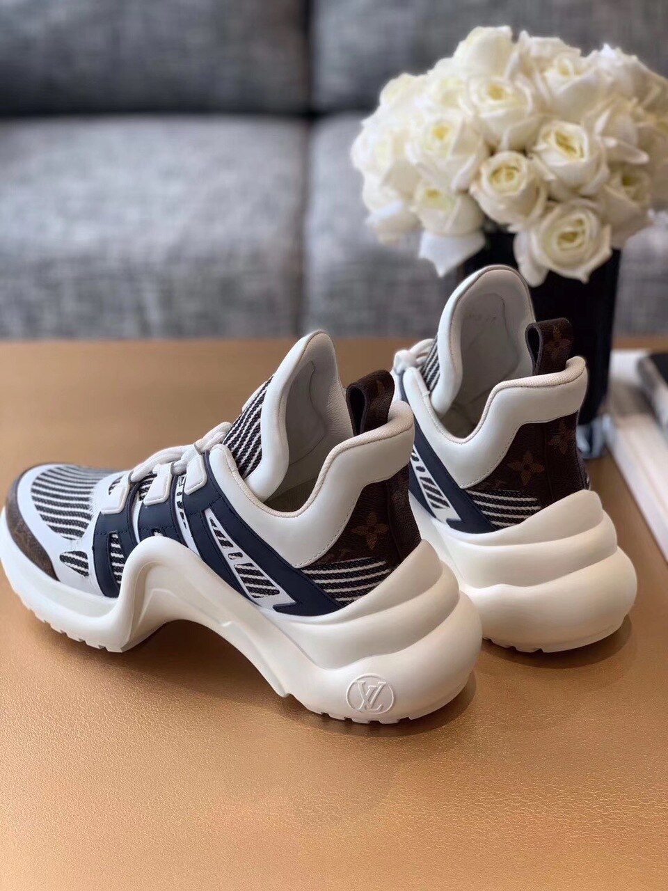 Louis Vuitton Archlight Sneakers Calfskin Leather Fall/Winter Collection White/Black/Brown - Soul Replicas