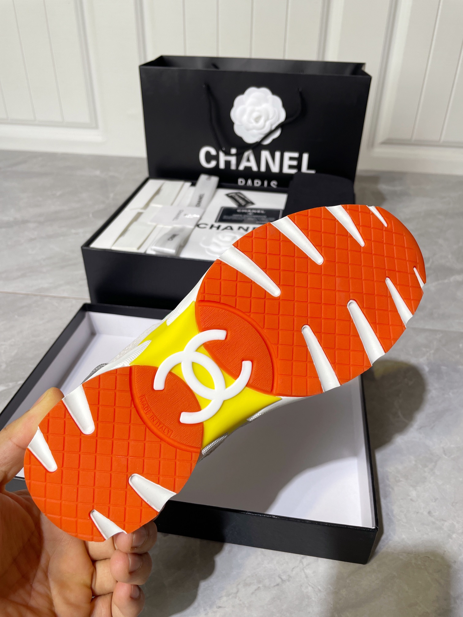 Chanel Women's Sneakers In Fabric Orange For Women - Soul Replicas