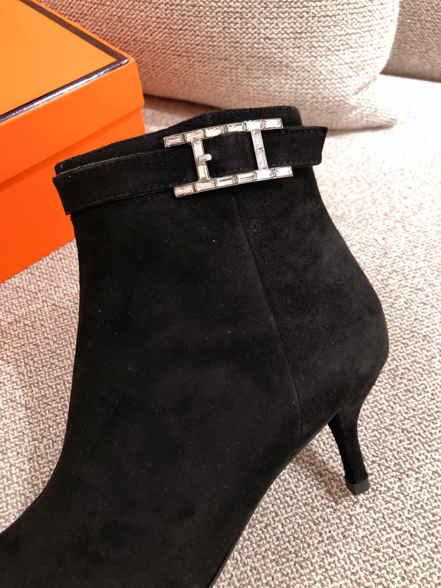 Hermes Blanche Ankle Boots Black For Women 2.4in/6cm H202012Z 02360 - Soul Replicas