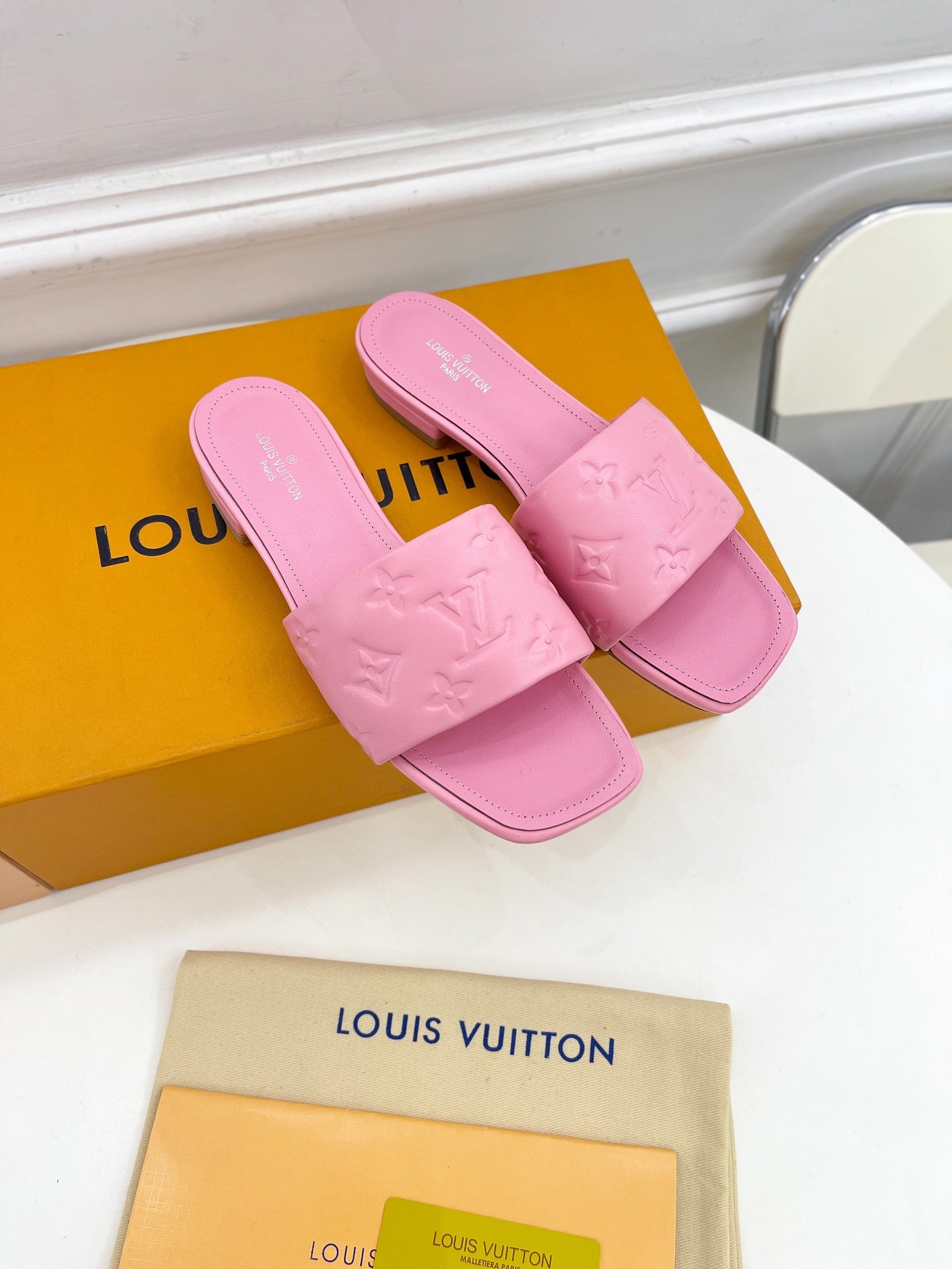 Louis Vuitton Women's Revival Flat Mule Light Pink For Women LV 1A9PA1 - Soul Replicas