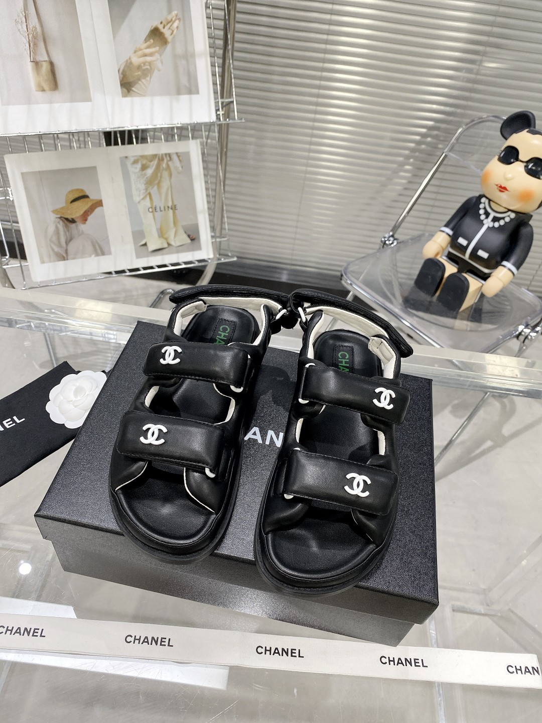 Chanel Women's Sandals With Chanel Logo Black For Women - Soul Replicas