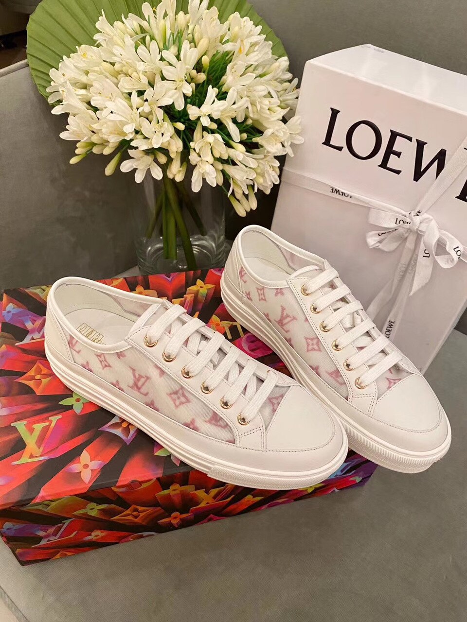 Louis Vuitton Stellar Sneaker Technical Fabric Pink/White For Women LV - Soul Replicas