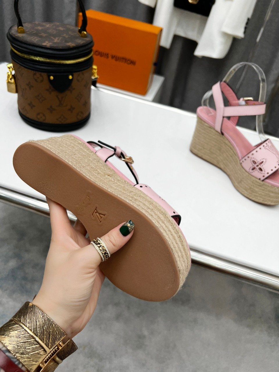 Louis Vuitton Women's Starboard Wedge Sandal Pink For Women LV - Soul Replicas