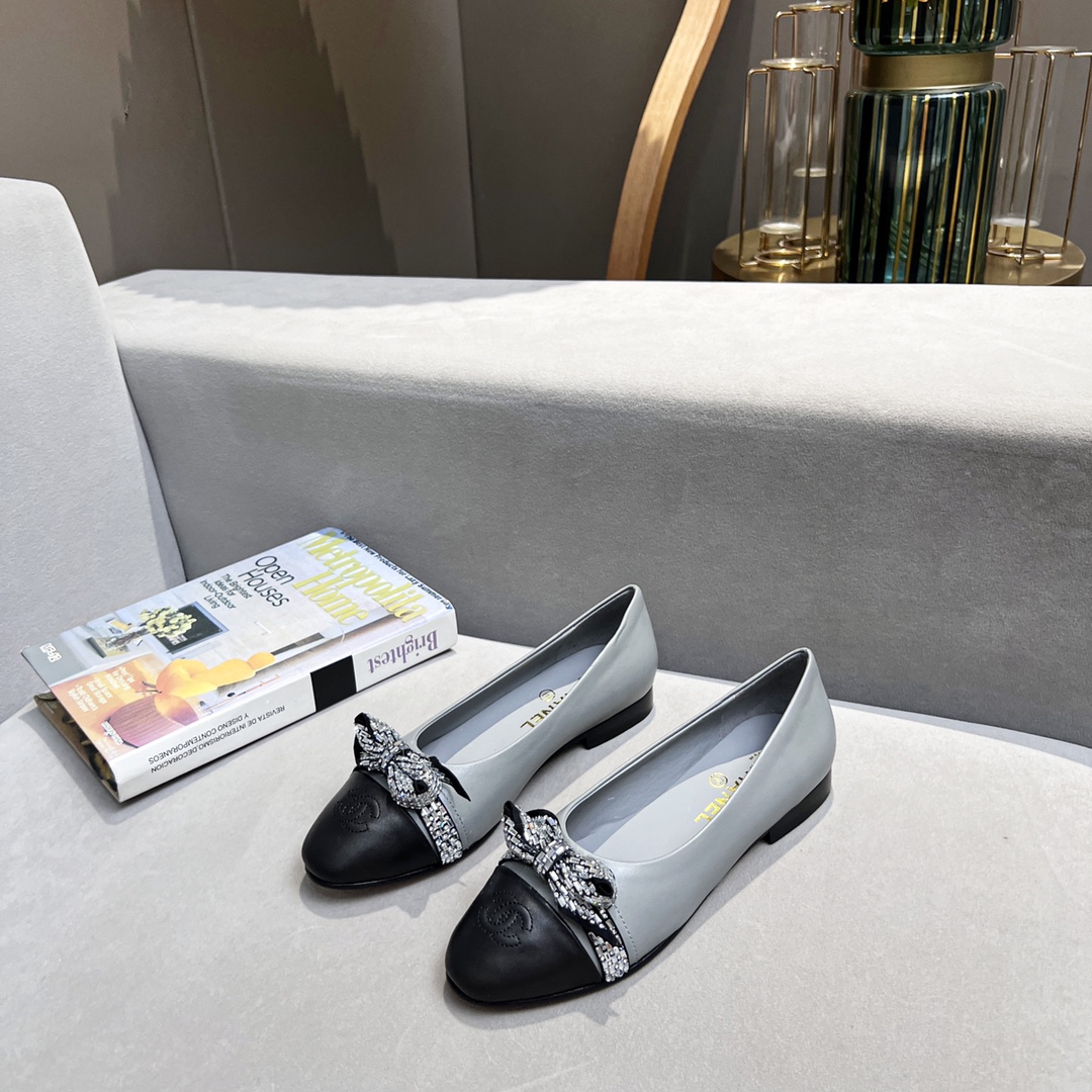 Chanel Women's Ballerinas Gray For Women - Soul Replicas
