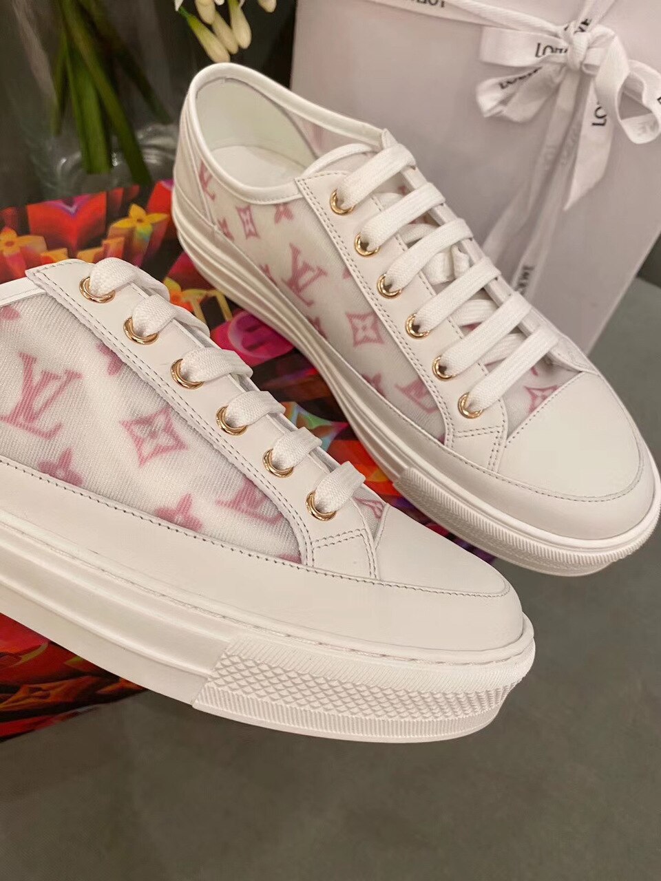 Louis Vuitton Stellar Sneaker Technical Fabric Pink/White For Women LV - Soul Replicas