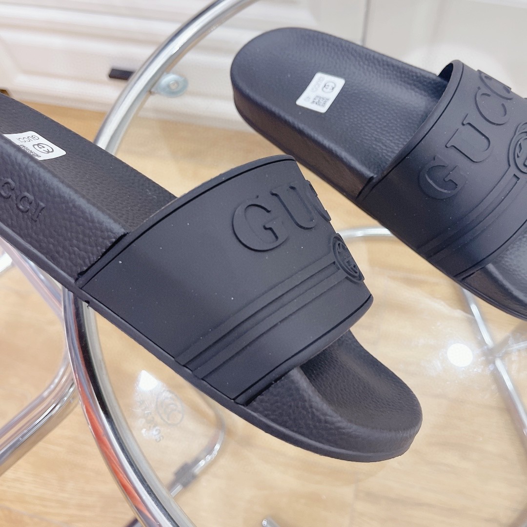 Gucci Women's Logo Rubber Slide Black For Women 522887 JCZ00 1031 - Soul Replicas