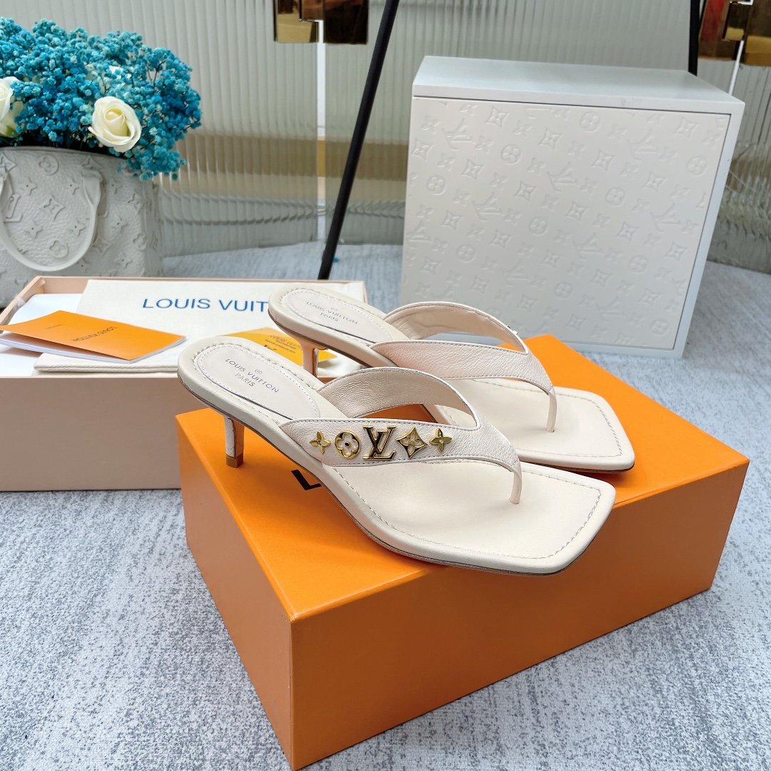 Louis Vuitton Women's Signature Thong Beige For Women LV - Soul Replicas