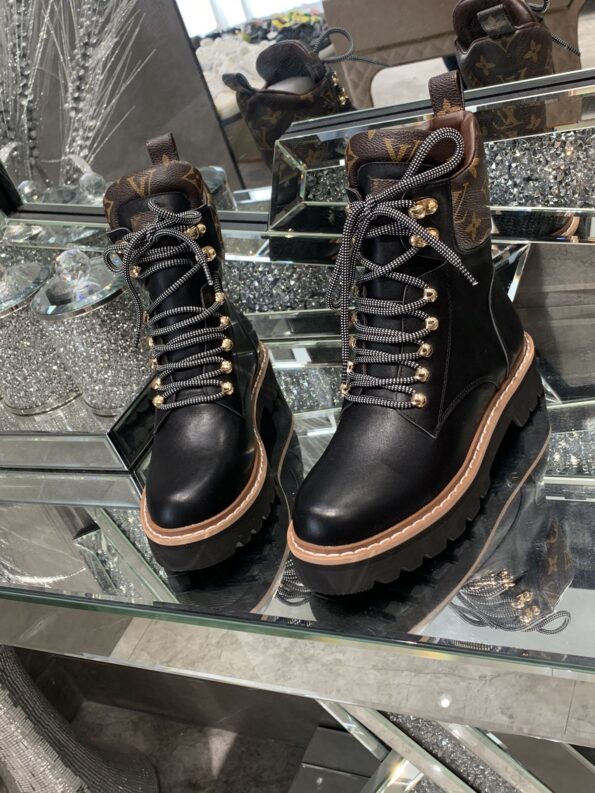 Louis Vuitton Women's Territory Flat Military Boot Black For Women LV 1A958N - Soul Replicas