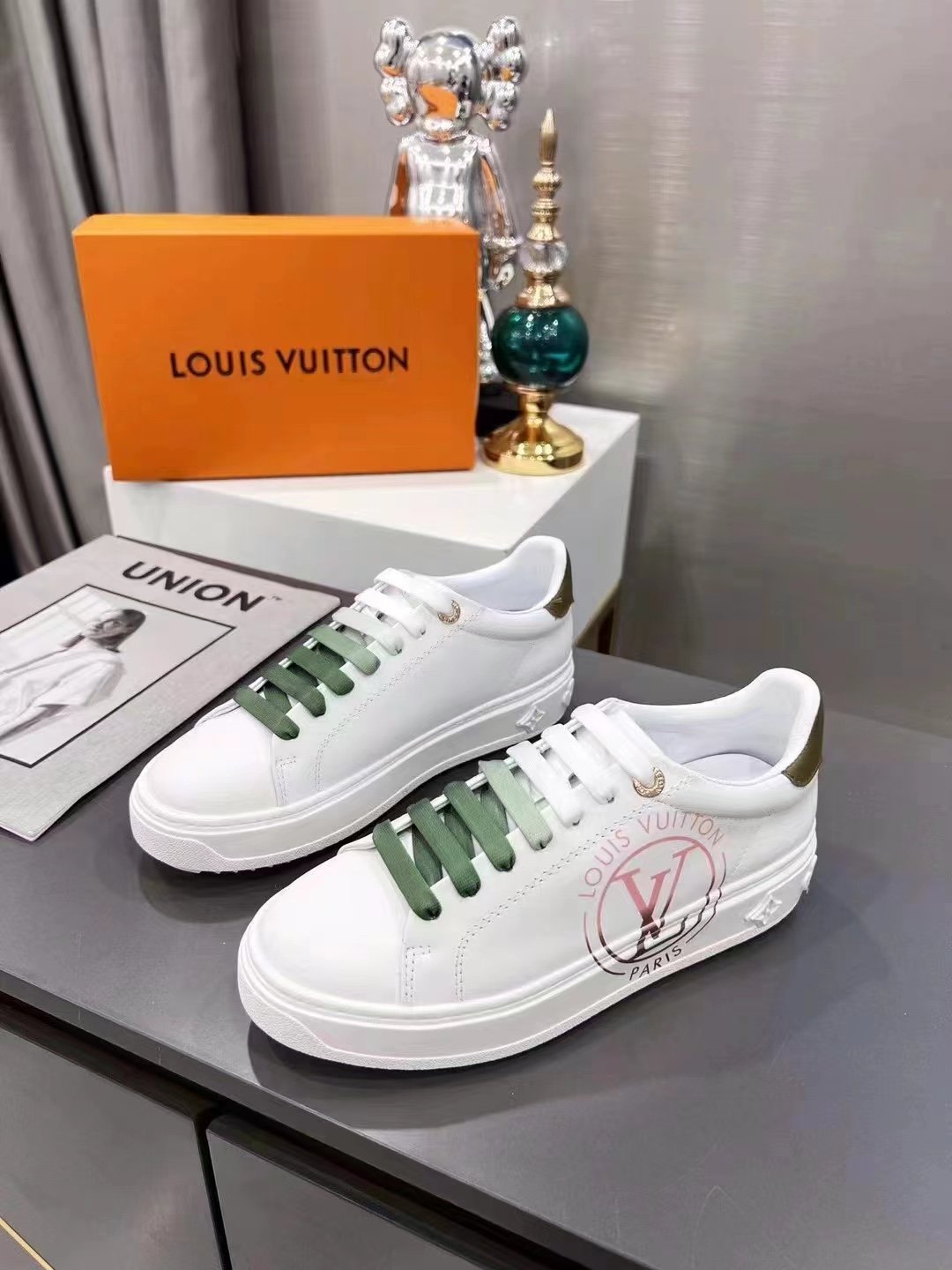 Louis Vuitton Women's Time Out Sneaker Khaki Green For Women LV 1AA1C3 - Soul Replicas