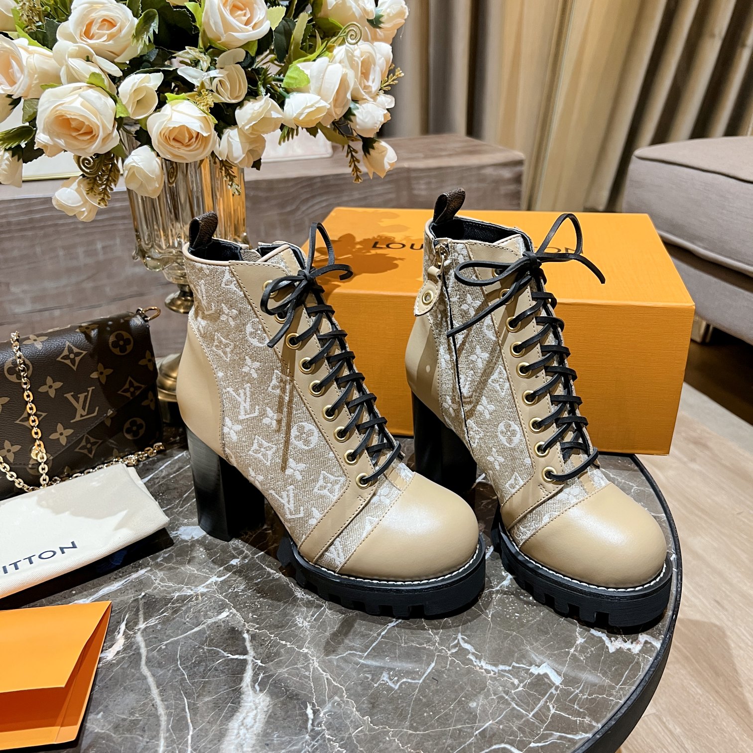 Louis Vuitton Women's Star Trail Ankle Boot Beige For Women LV - Soul Replicas