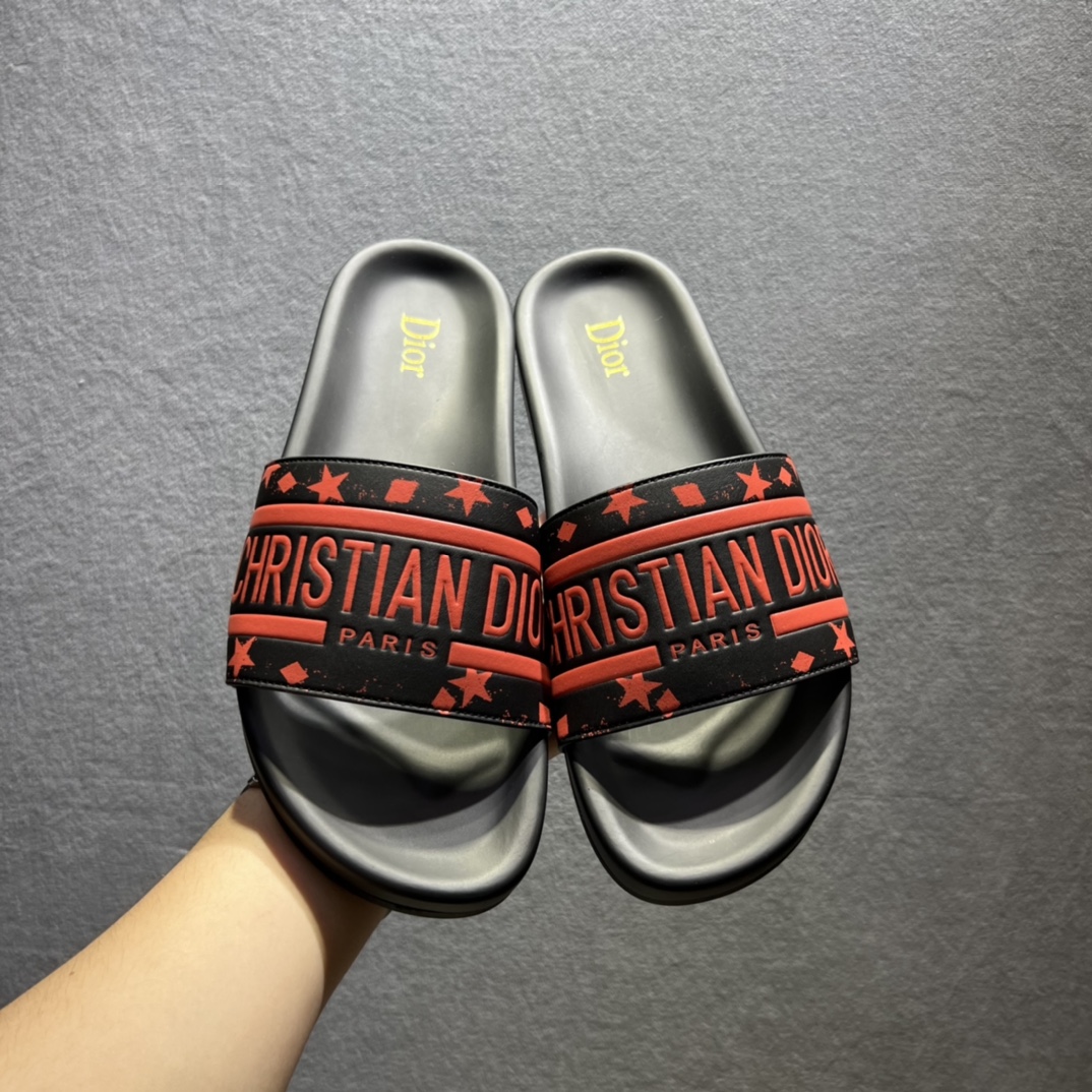 Christian Dior Dway Slide Black/Red For Men CD - Soul Replicas