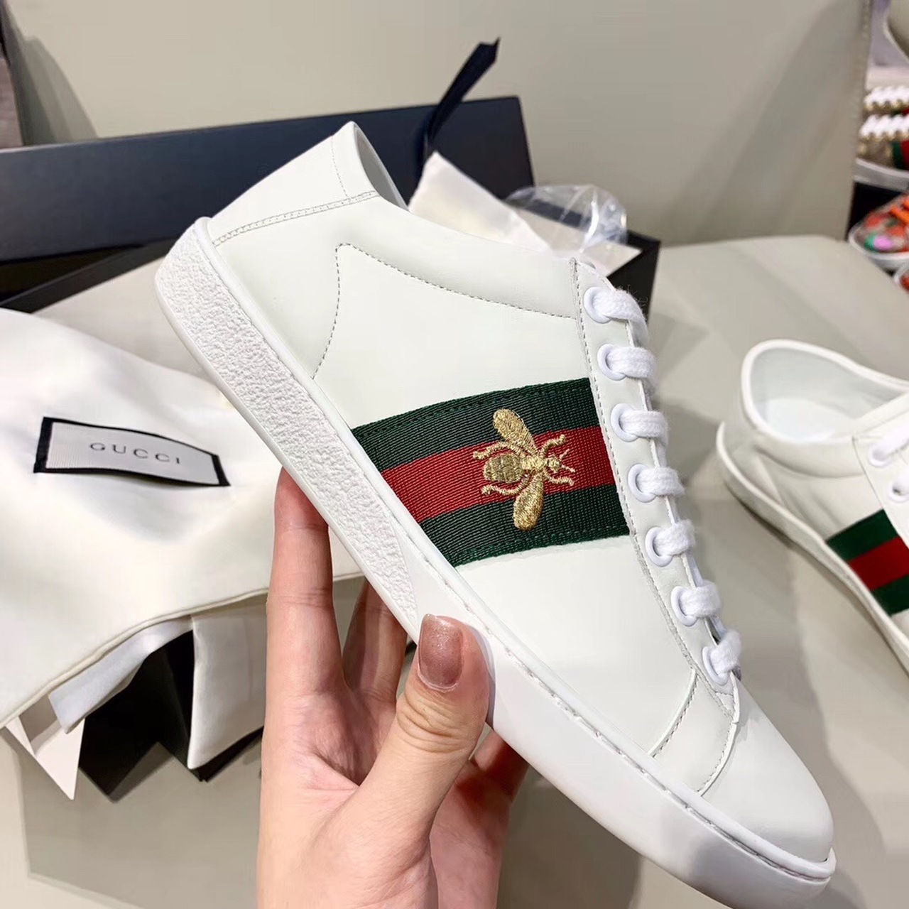 Gucci Women's Ace Sneaker With Bee White For Women Gucci - Soul Replicas