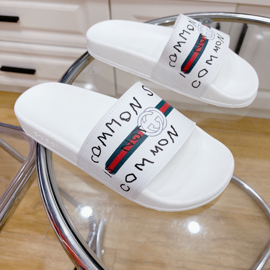 Gucci Women's Gucci Slide Sandal With Web Common White For Women 407345 - Soul Replicas