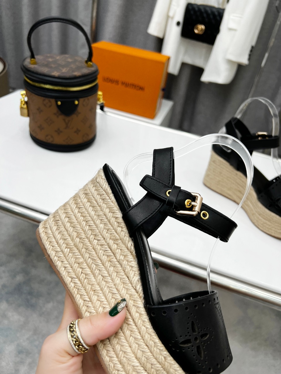 Louis Vuitton Women's Starboard Wedge Sandal Black For Women LV - Soul Replicas