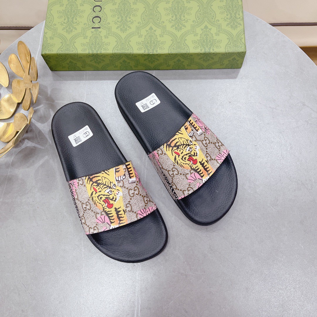 Gucci Women's Tiger Print Slide Sandal Multicolor For Women 408508 - Soul Replicas