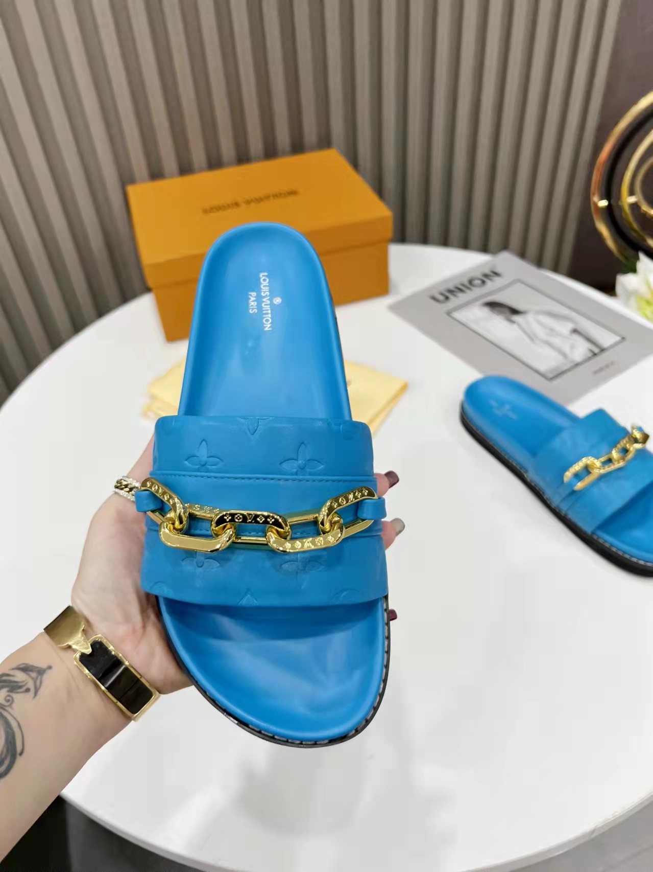 Louis Vuitton Sunset Flat Comfort Mule Blue For Women LV - Soul Replicas