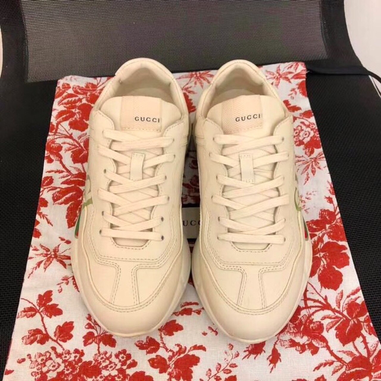 Rhyton Logo Dad Sneakers Calfskin Leather Spring/Summer Collection Off White - Soul Replicas