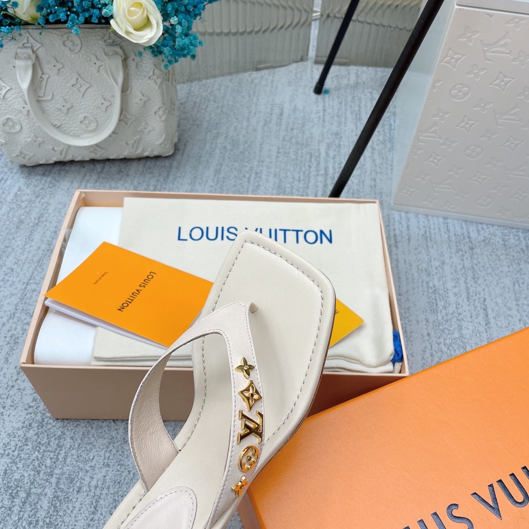 Louis Vuitton Women's Signature Thong White For Women LV 1A9QGJ - Soul Replicas