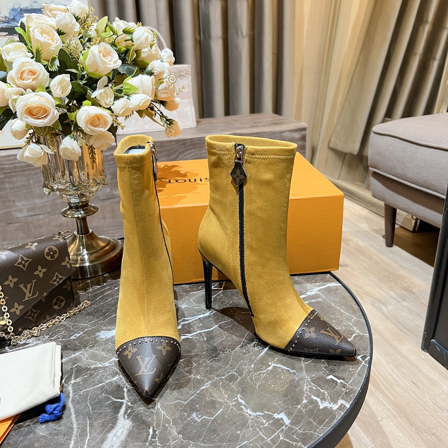 Louis Vuitton Women's Cherie Ankle Boots Yellow Women LV - Soul Replicas