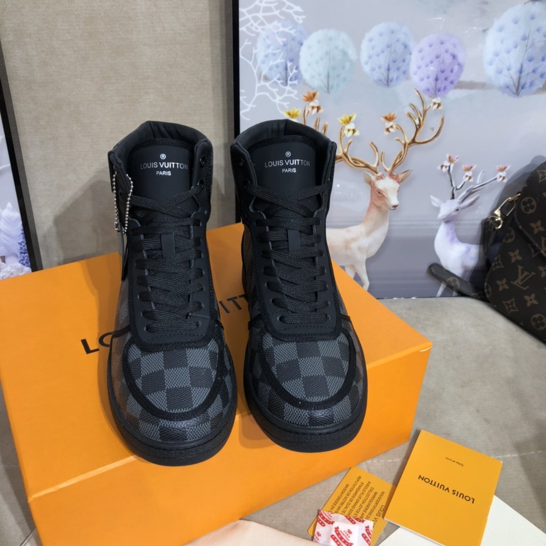Louis Vuitton Boombox Sneaker Boot Patent Monogram Material Black For Women LV - Soul Replicas