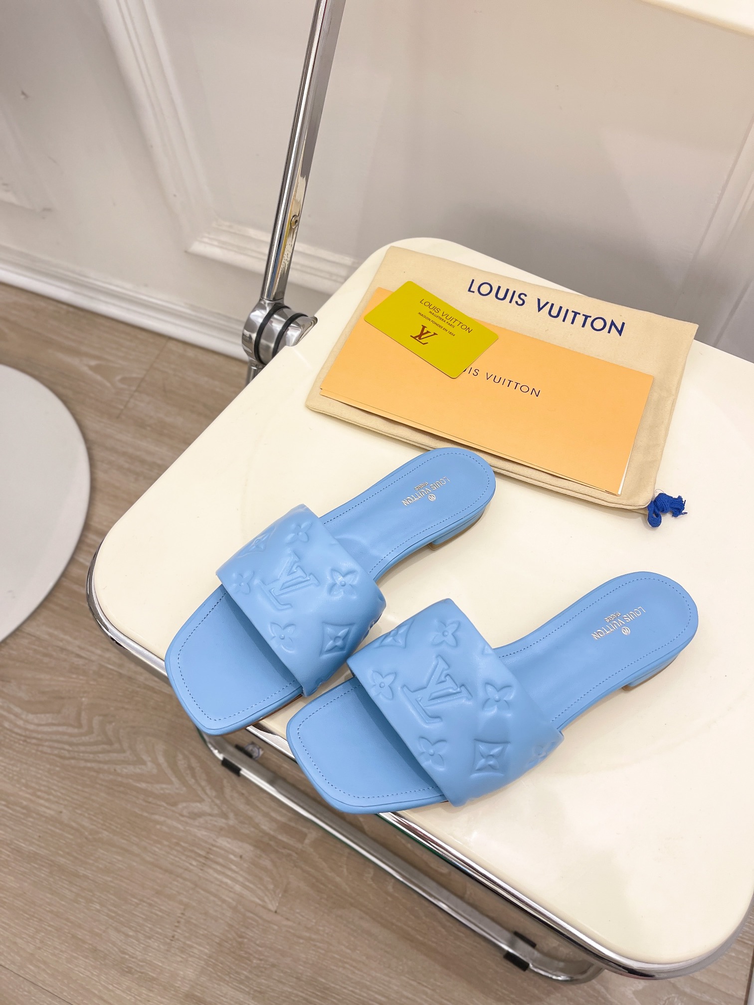 Louis Vuitton Women's Revival Flat Mule Light Blue For Women LV 1A9P7D - Soul Replicas