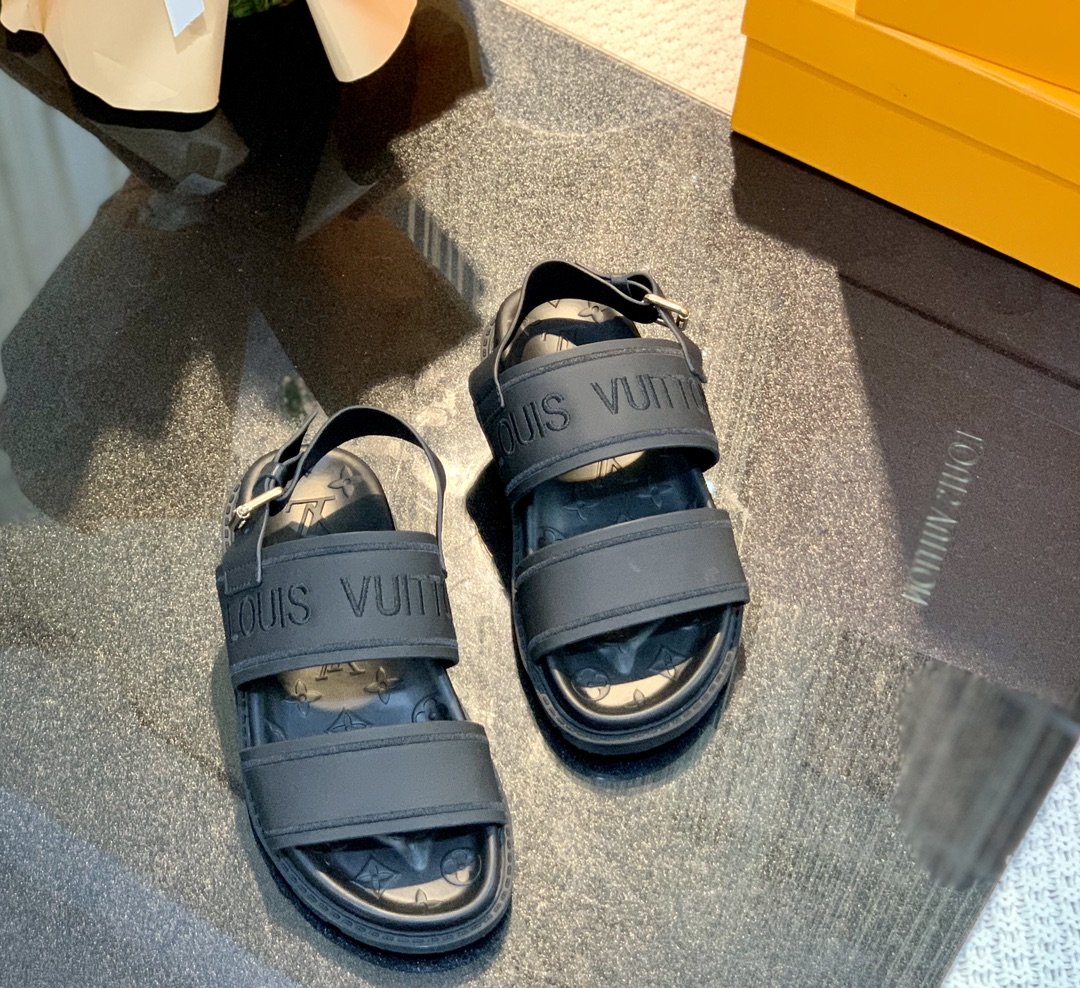 Louis Vuitton Women's Paseo flat Comfort Sandal Black For Women LV - Soul Replicas