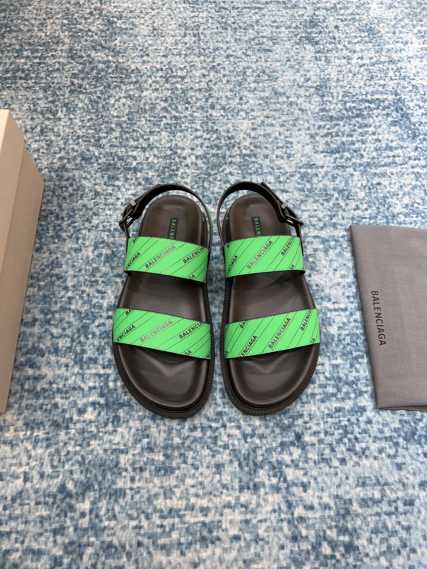 Balenciaga Sandal Black/Green For Women - Soul Replicas