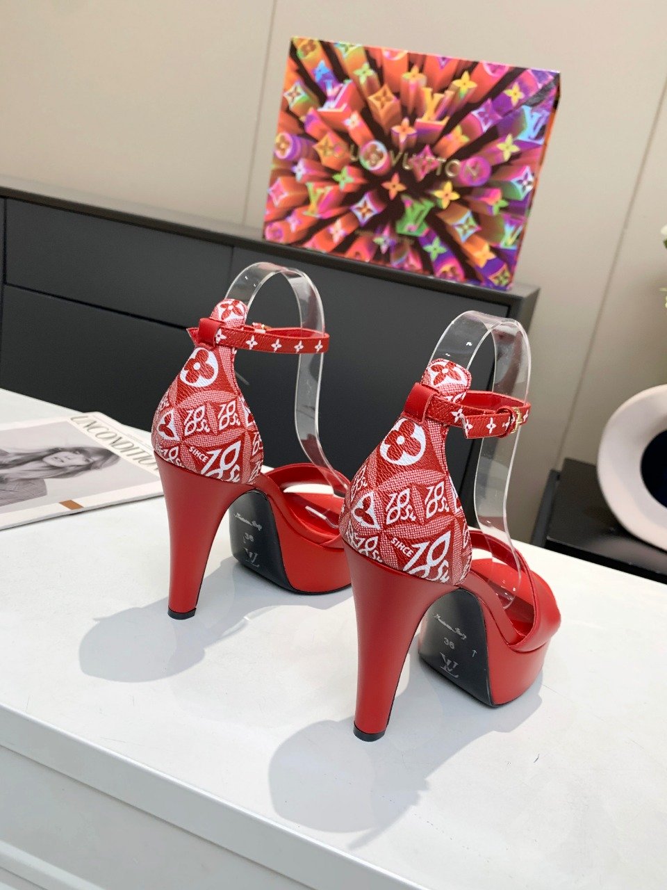 Louis Vuitton Women's Afterglow Platform Sandal Red And White For Women LV - Soul Replicas