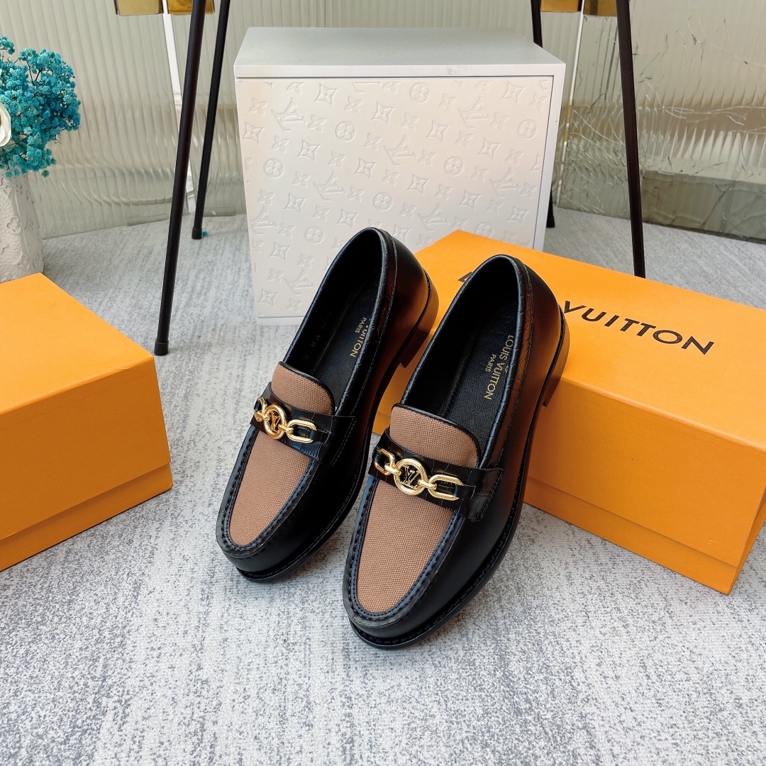 Louis Vuitton Women's Chess Flat Loafe Black And Beige  For Women LV - Soul Replicas