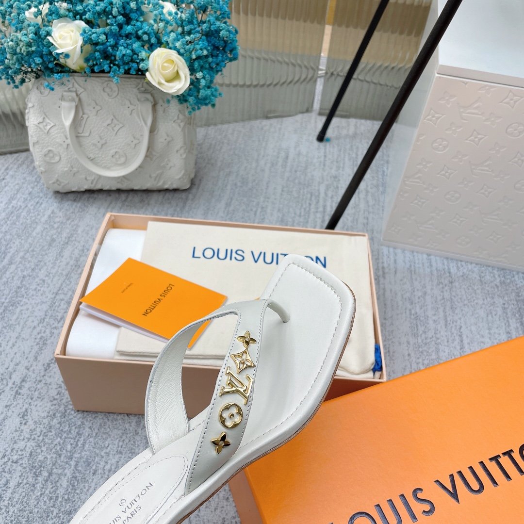 Louis Vuitton Women's Signature Thong White For Women LV 1A9QGJ - Soul Replicas