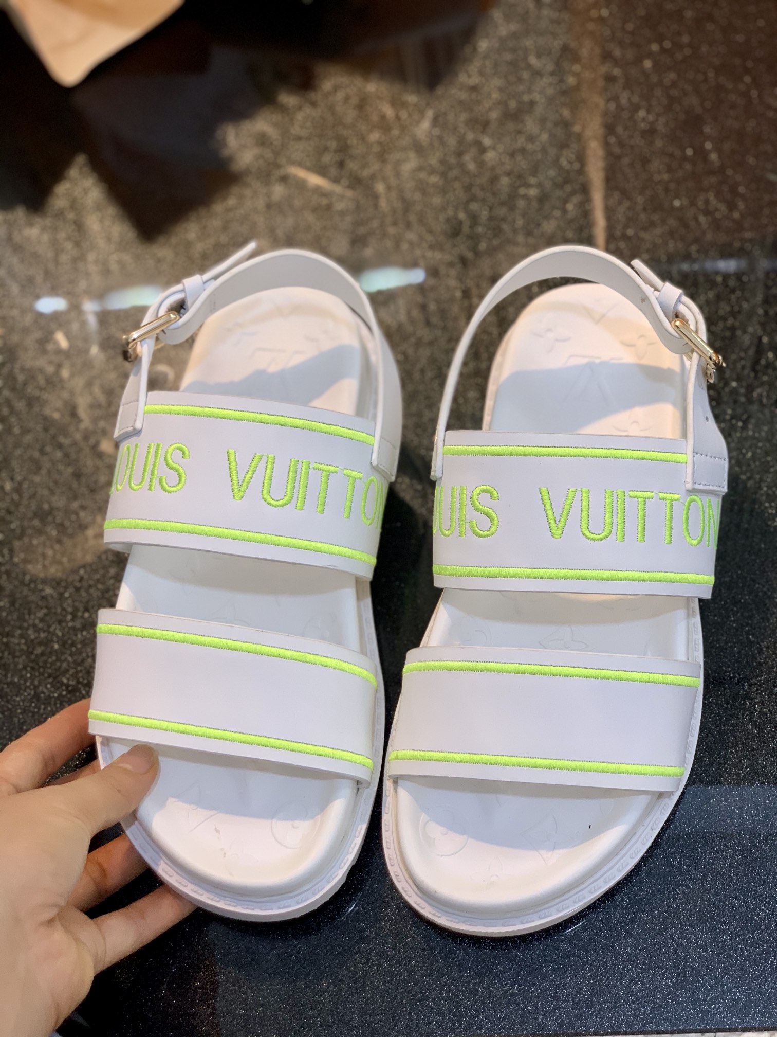 Louis Vuitton Women's Paseo flat Comfort Sandal White And Neon For Women LV - Soul Replicas