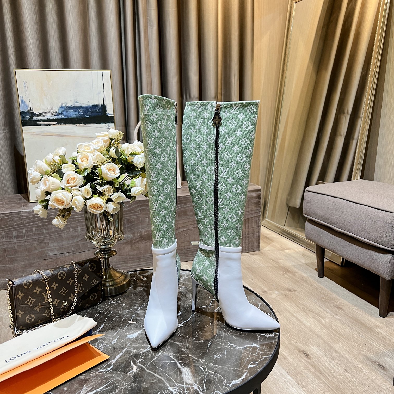 Louis Vuitton Women's Bottine Silhouette Green For Women LV - Soul Replicas