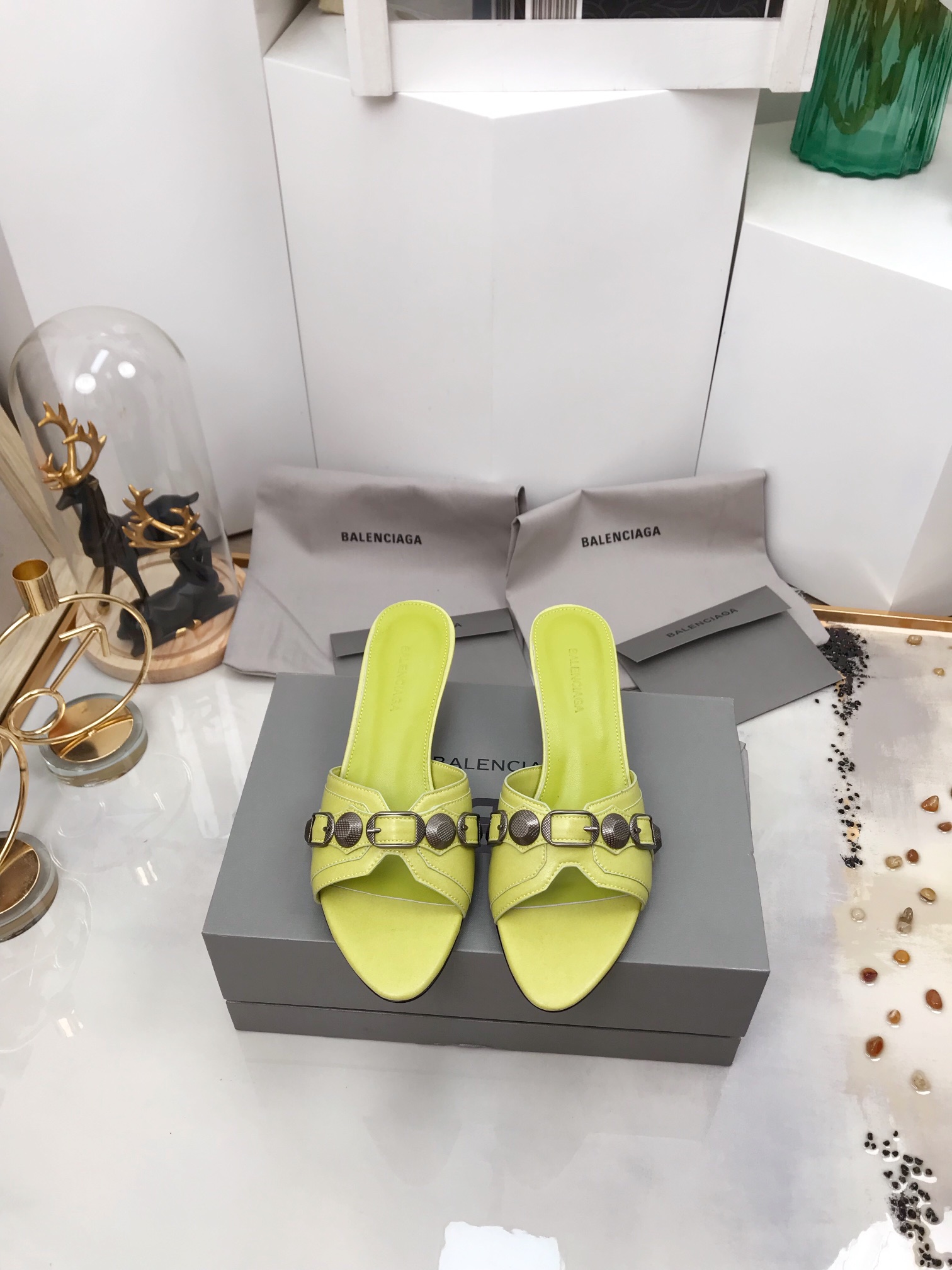 Balenciaga Cagole Sandal Light Yellow For Women - Soul Replicas