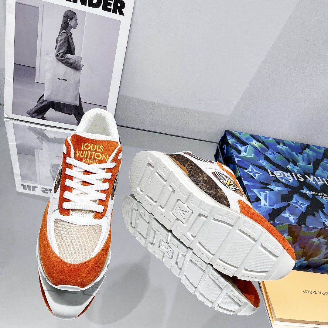 Louis Vuitton Run Away Sneaker Monogram Material Orange For Women LV - Soul Replicas