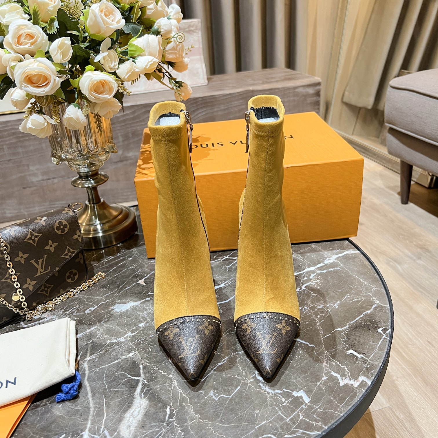 Louis Vuitton Women's Cherie Ankle Boots Yellow Women LV - Soul Replicas