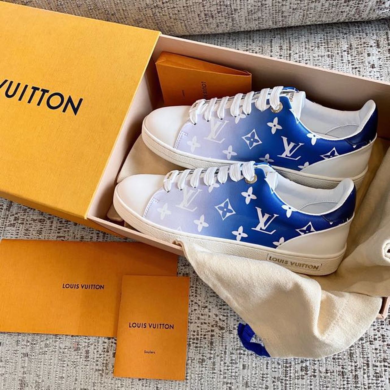 Louis Vuitton Time Out Sneaker Patent Monogram Canvas Blue For Women LV - Soul Replicas