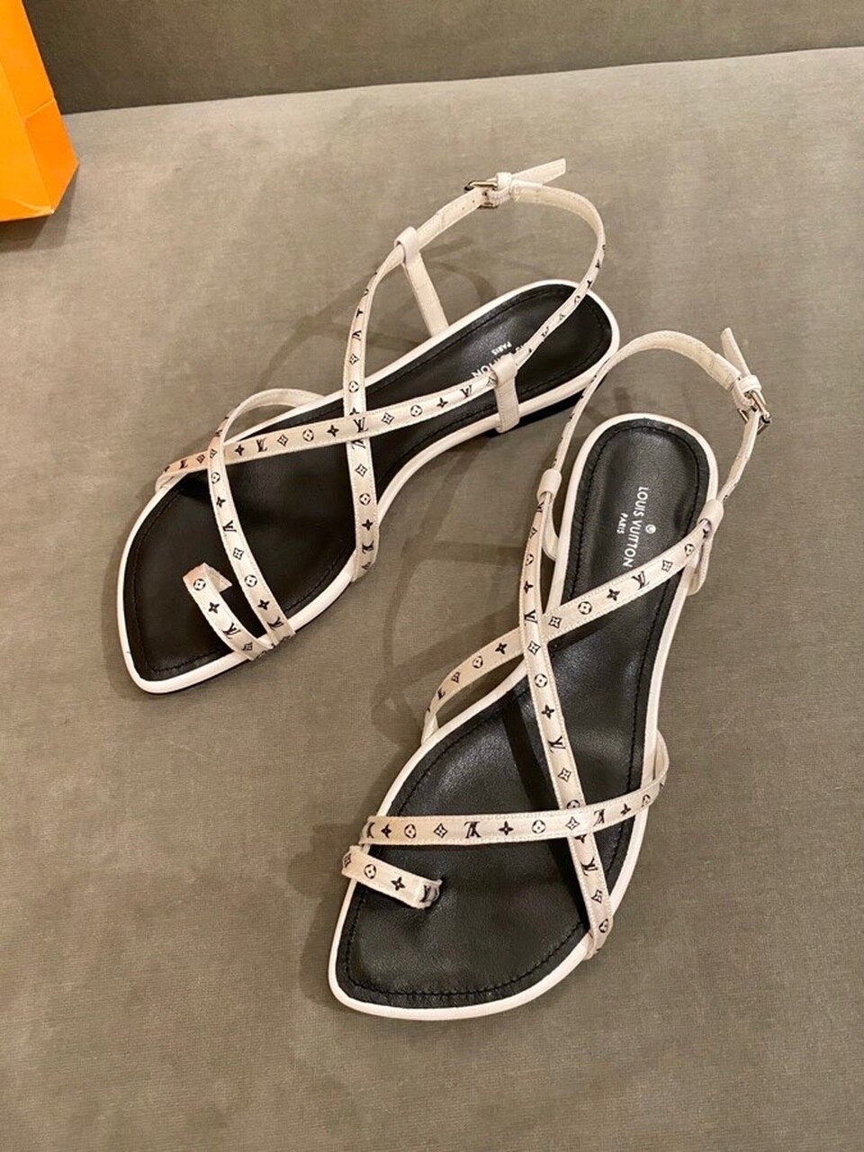 Louis Vuitton Citizen Flat Sandal Satin Black/White For Women LV - Soul Replicas