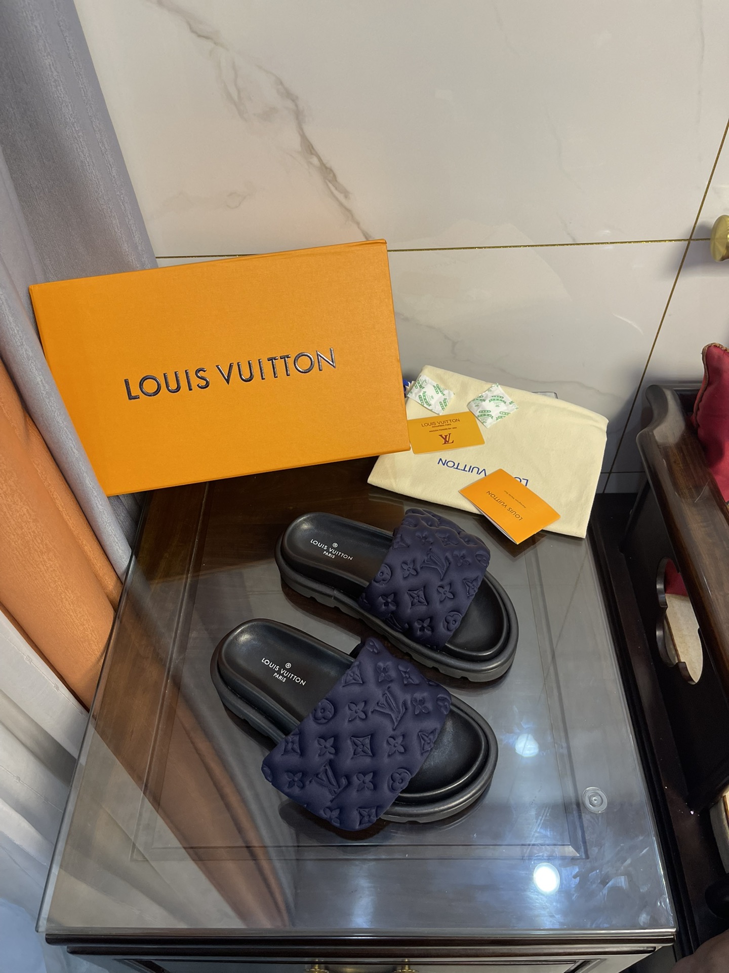 Louis Vuitton Women's Pool Pillow Comfort Flat Mule Blue For Women LV - Soul Replicas