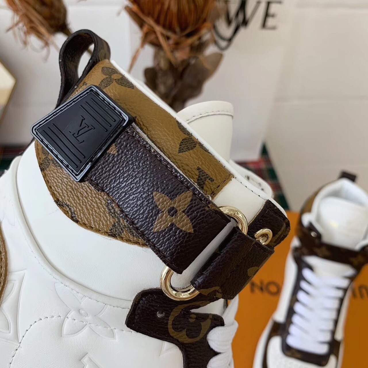 Louis Vuitton Boombox Sneaker Boot Calfskin Leather Spring/Summer Collection 1A5MWJ White/Brown - Soul Replicas