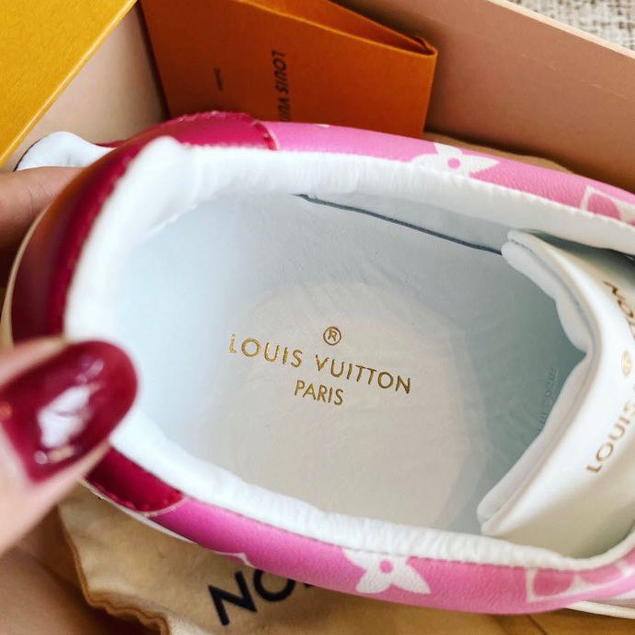 Louis Vuitton Time Out Sneaker Patent Monogram Canvas Pink For Women LV - Soul Replicas