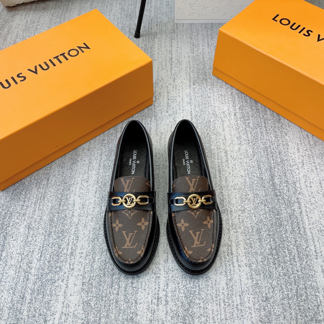 Louis Vuitton Women's Chess Flat Loafe Black And Brown For Women LV - Soul Replicas