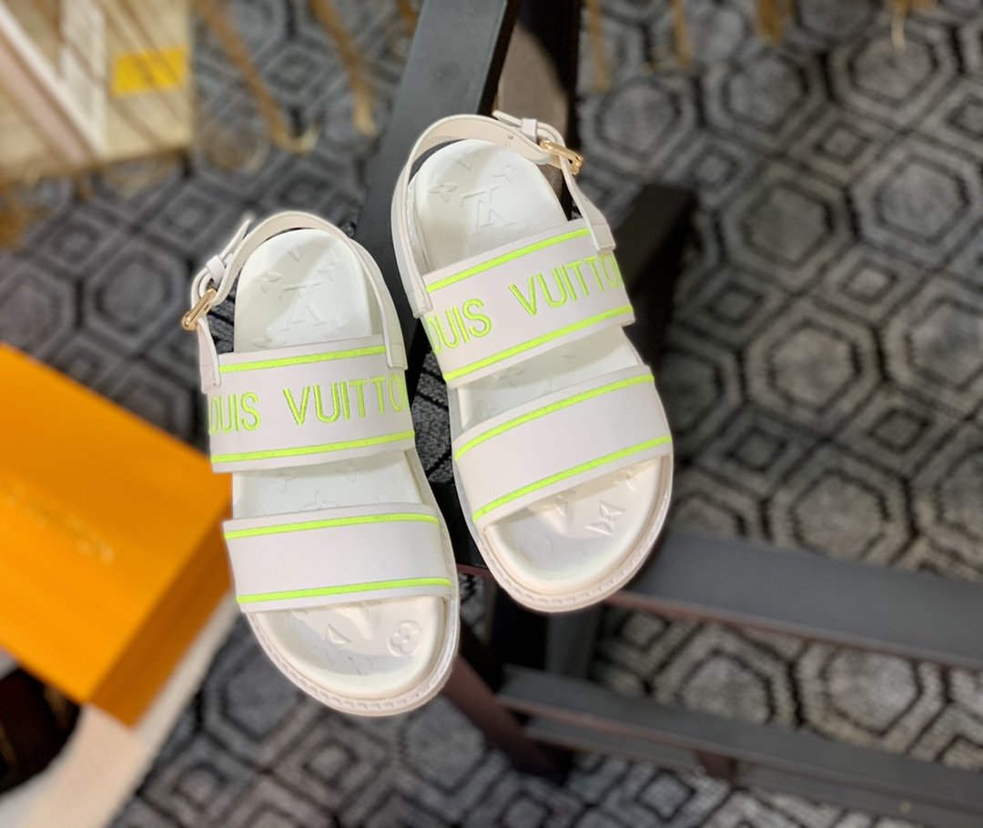 Louis Vuitton Women's Paseo flat Comfort Sandal White And Neon For Women LV - Soul Replicas