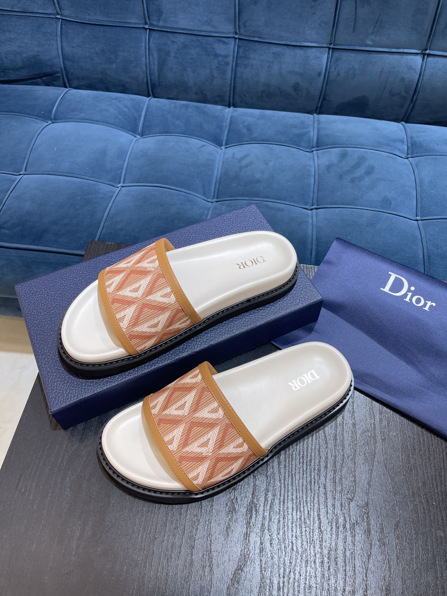 Christian Dior Aqua Sandal White/Beige For Men CD - Soul Replicas
