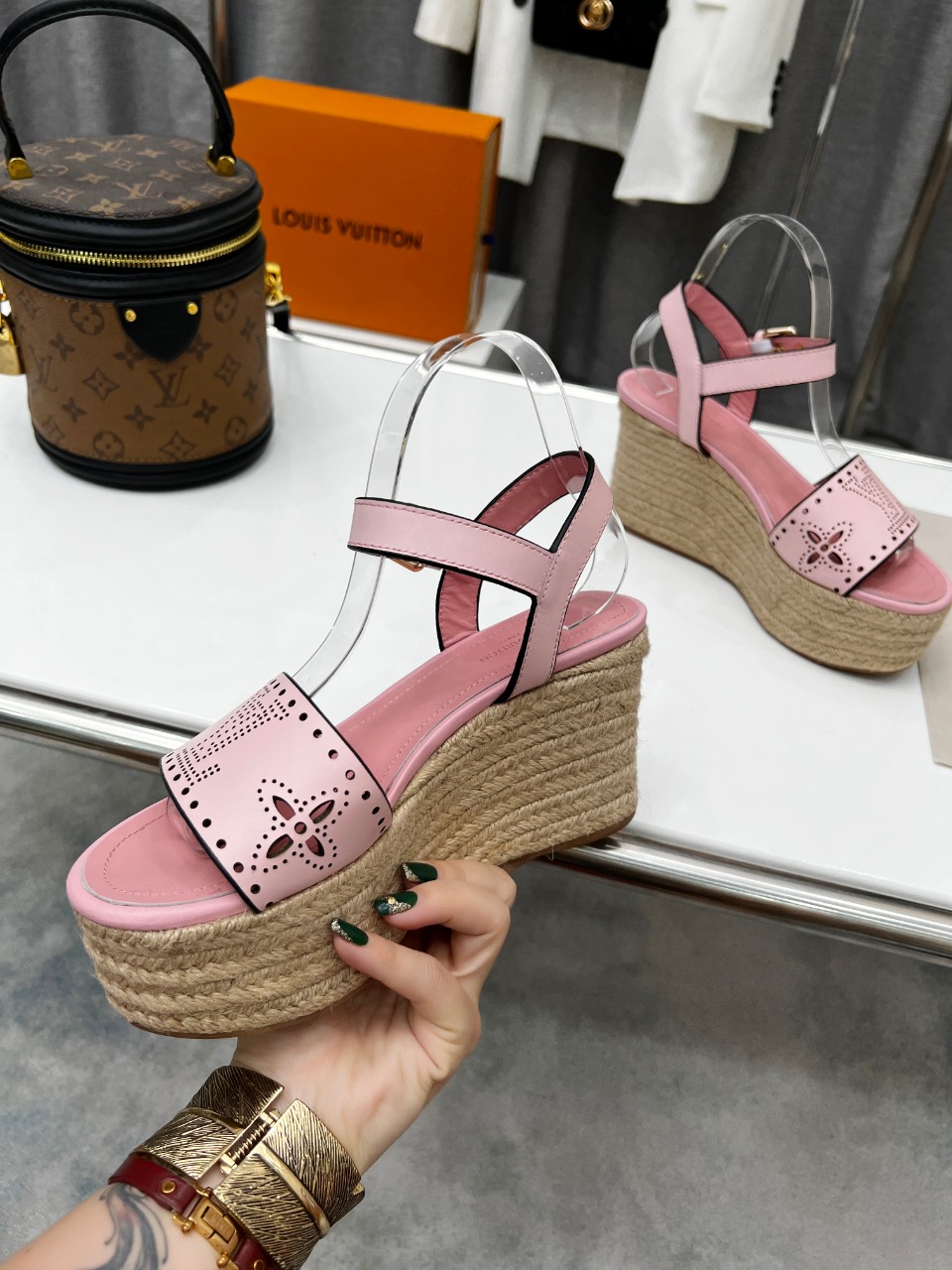 Louis Vuitton Women's Starboard Wedge Sandal Pink For Women LV - Soul Replicas