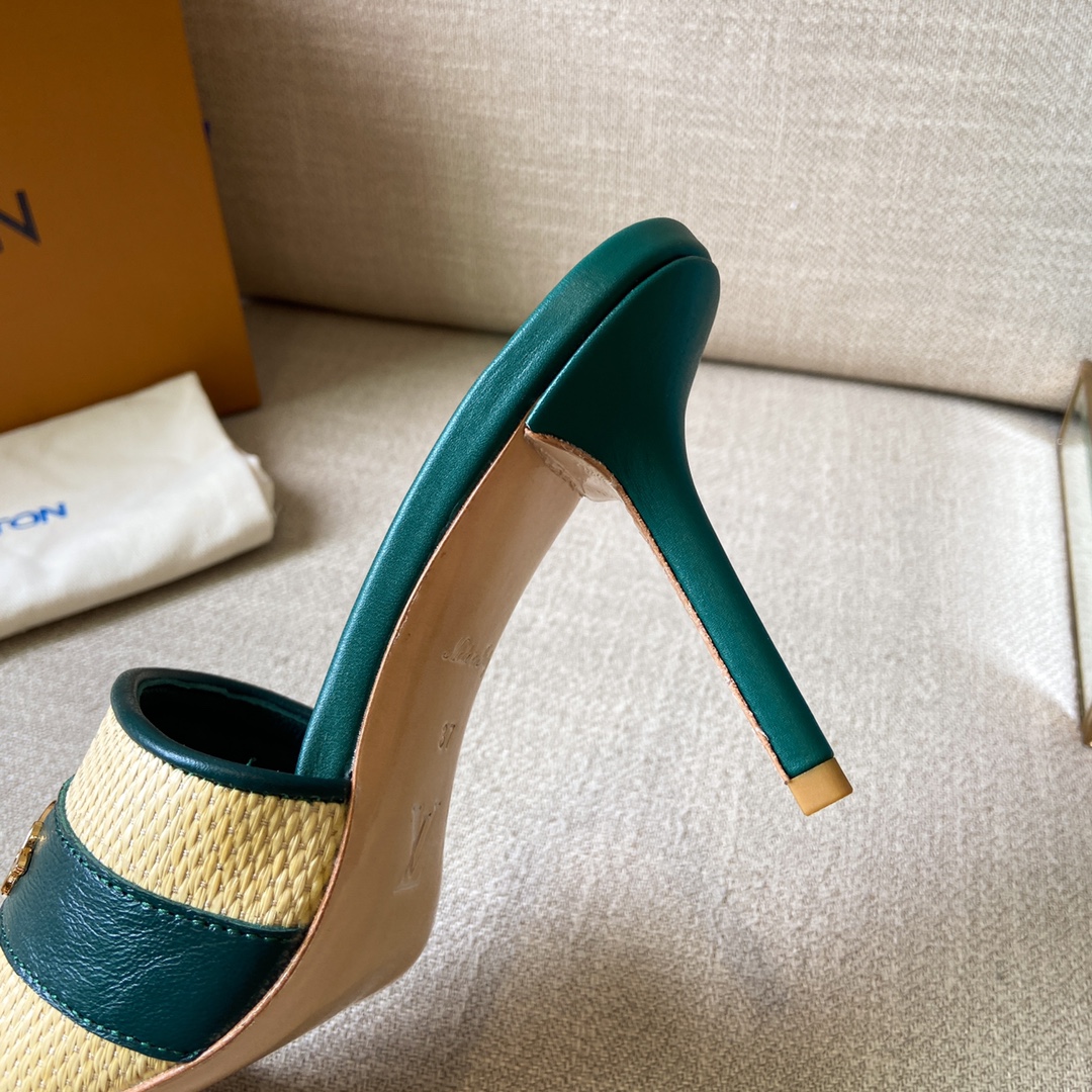 Louis Vuitton Women's Lock It Mule Green For Women LV 3.7in/9.5cm - Soul Replicas