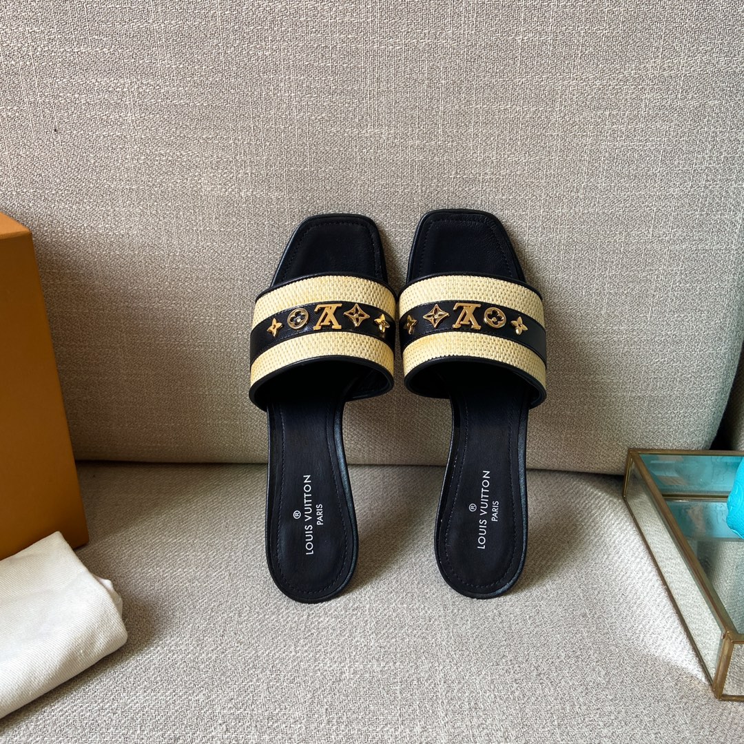 Louis Vuitton Women's Lock It Mule Black For Women LV 2.2in/5.5cm - Soul Replicas