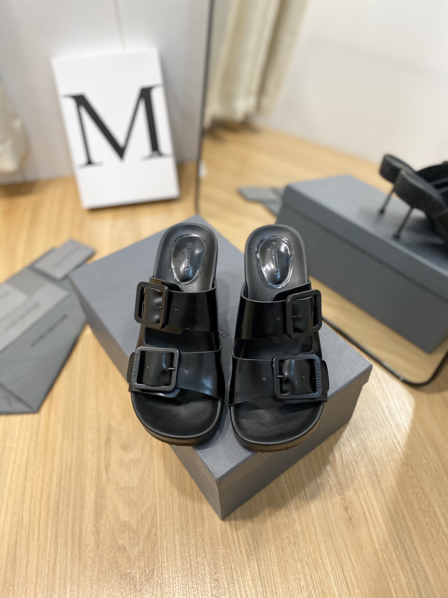 Balenciaga Cagole Sandal Black Shadow For Women - Soul Replicas