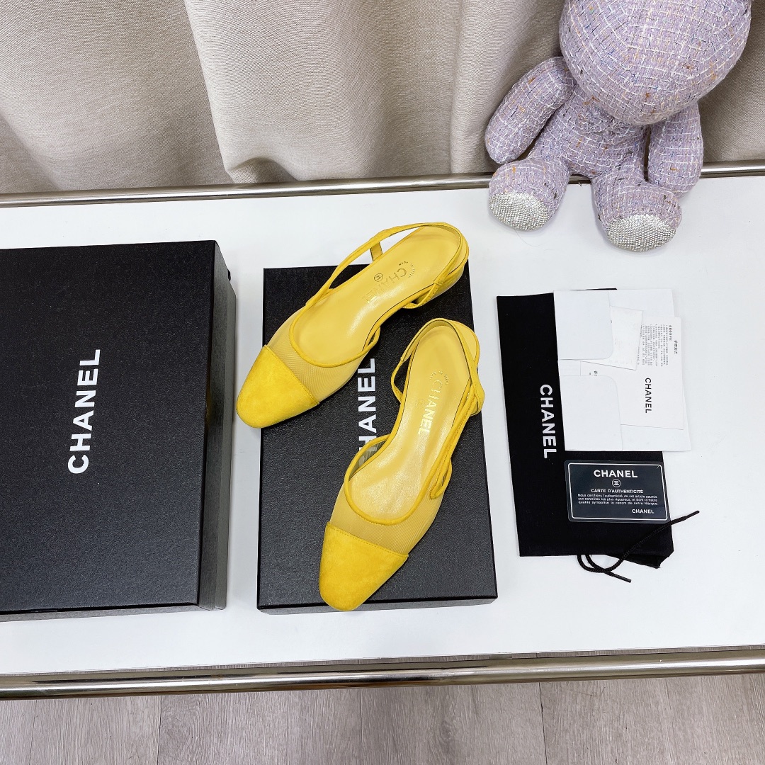 Chanel Women's Slingbacks With Mesh Yellow For Women 0.8in/2cm - Soul Replicas
